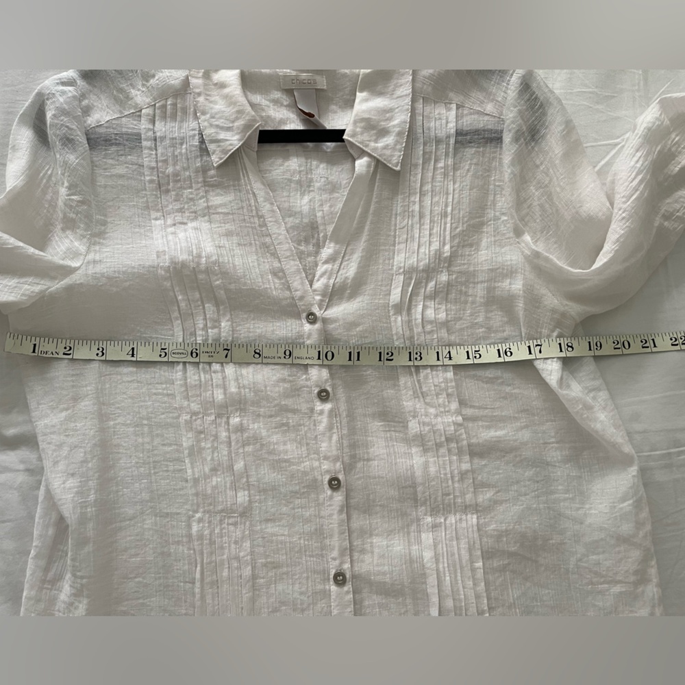 Chicos White Sheer Button-Up Blouse - Picture 13 of 16